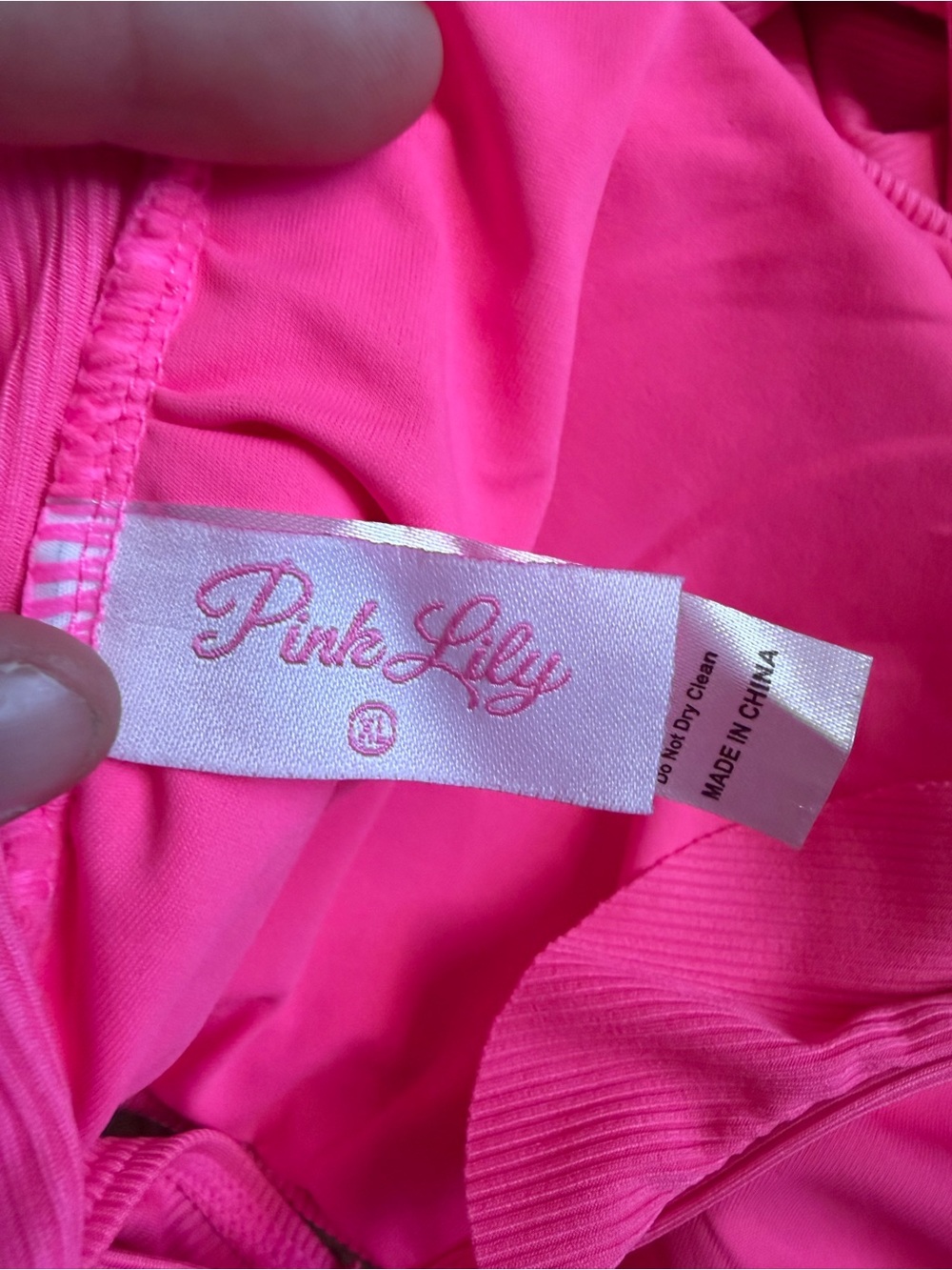 Pink Lily Neon Pink Ribbed Ruffle Bikini Set Size XL - Picture 4 of 5